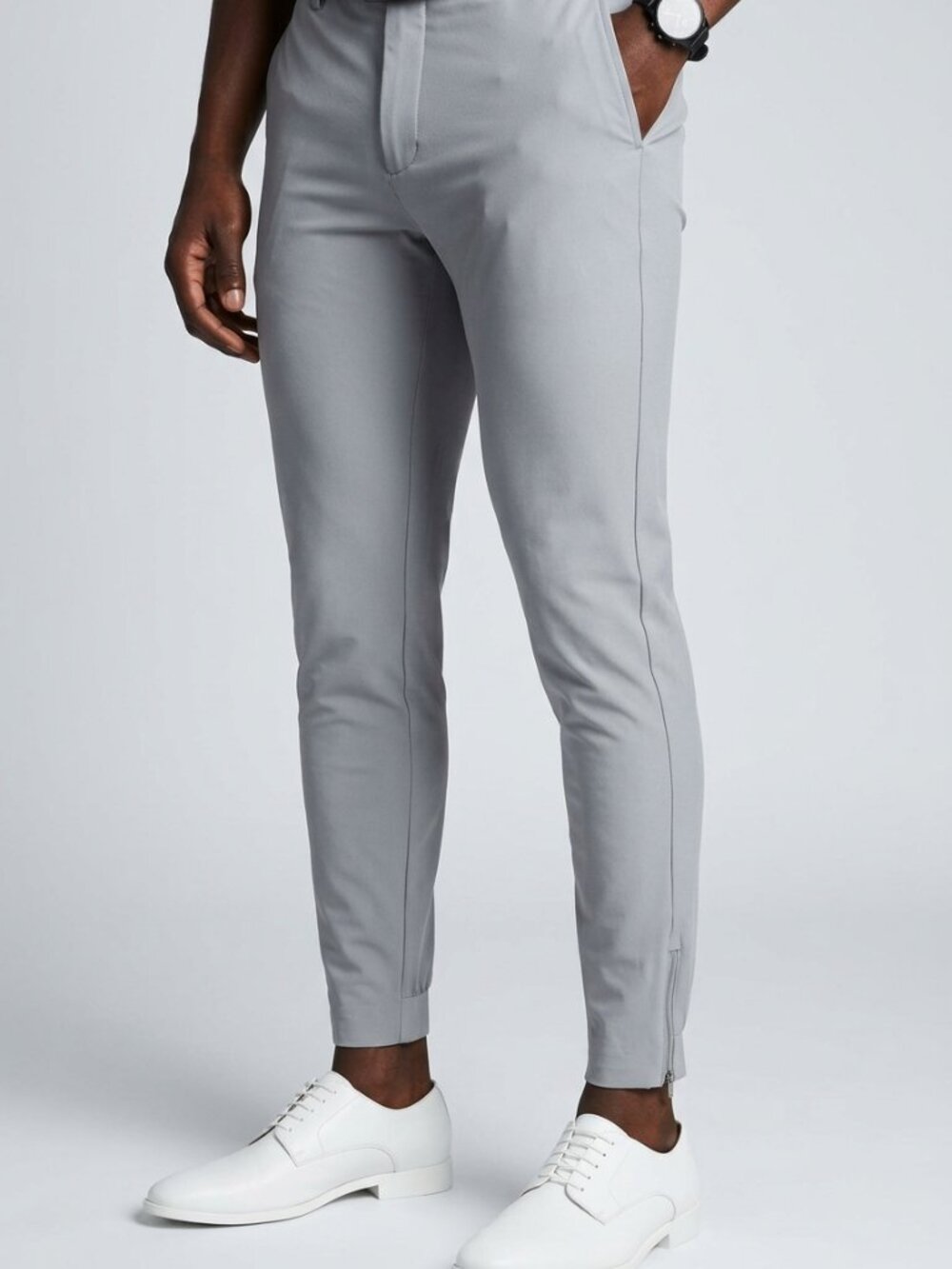 PRIMO Jogger Pants Men 36 Tall 36T Gray Golf Zip Hem Tapered Pockets Performance